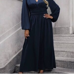 SHEIN Navy Long Sleeve Maxi Dress